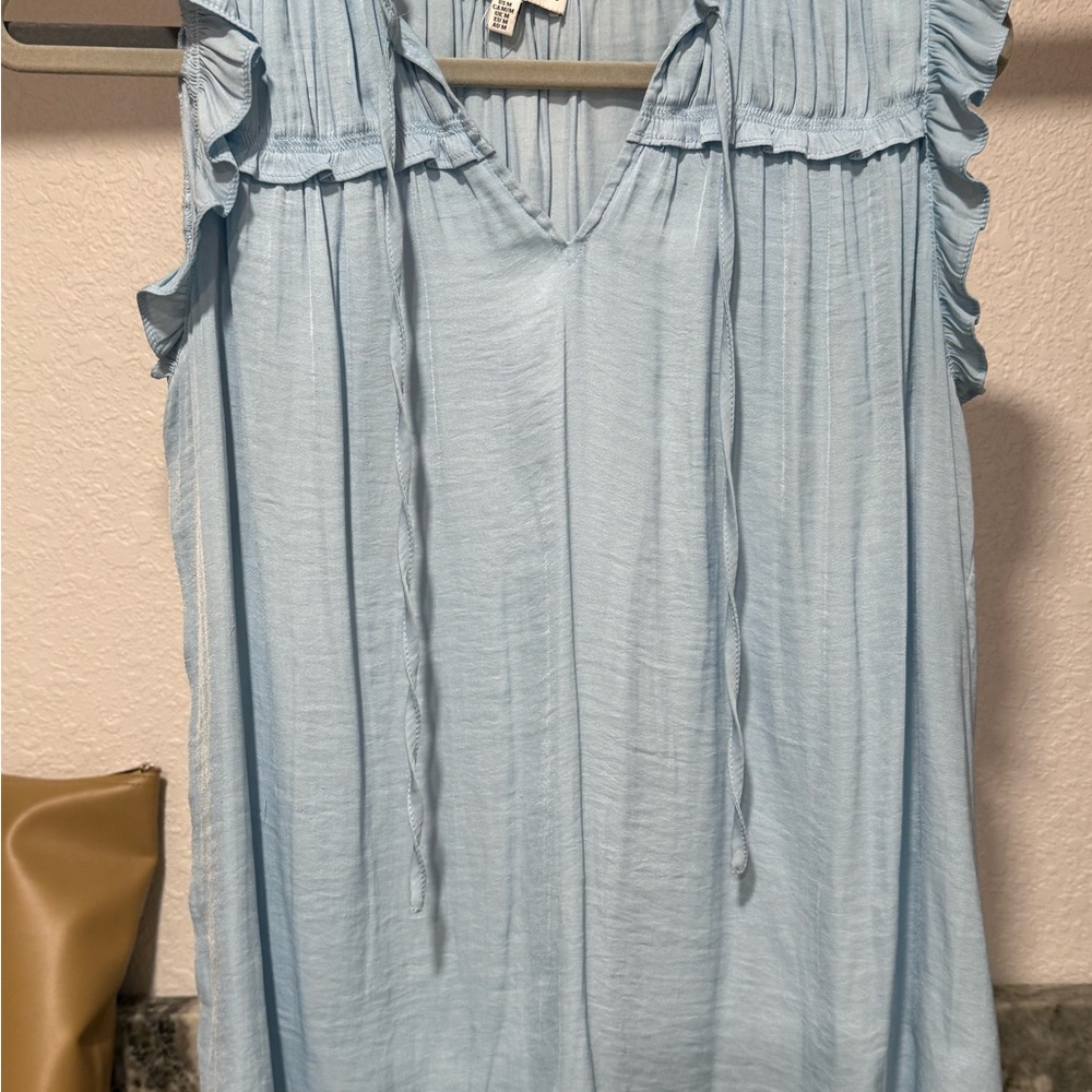 Light Blue Ruffled Women's Top